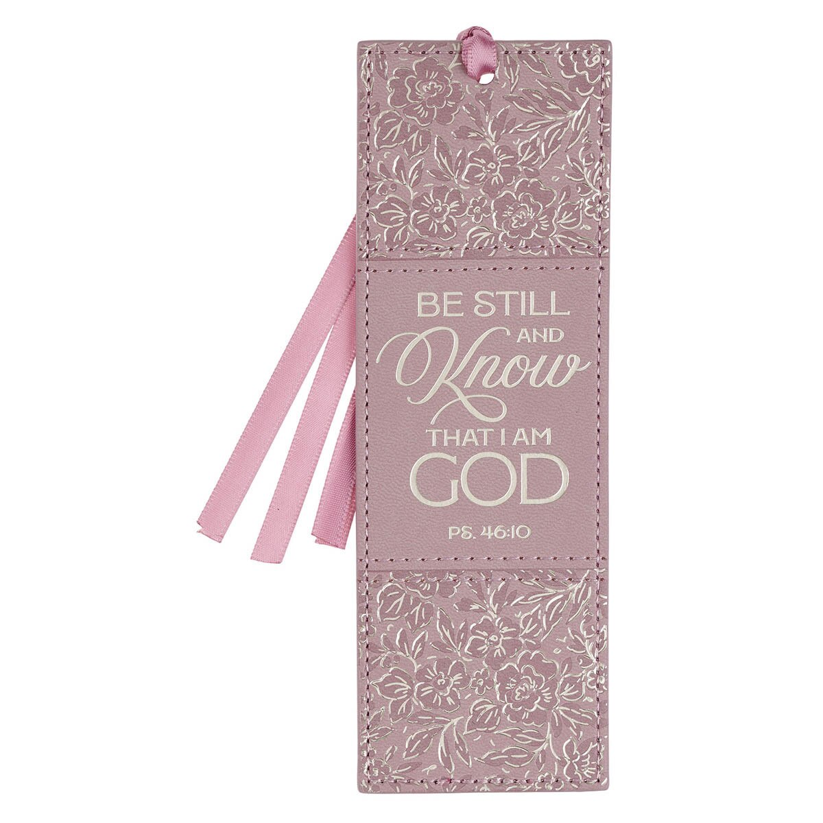 Be Still and Know Dusty Mauve Faux Leather Bookmark - Psalm 46:10
