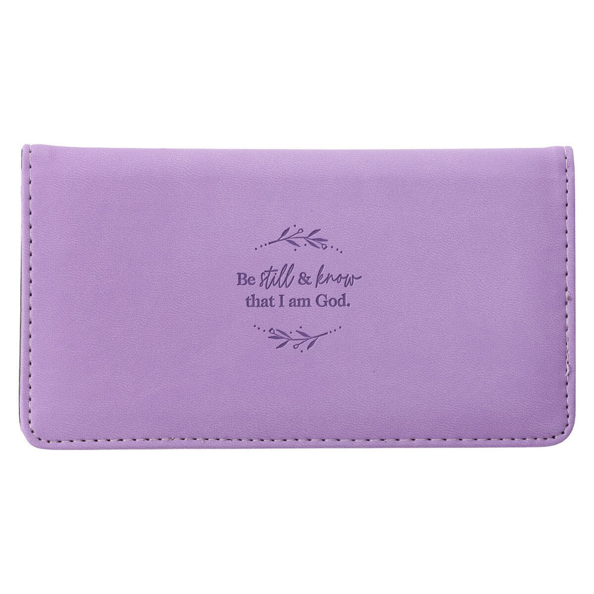 Be Still and Know Lilac Purple Faux Leather Checkbook Wallet - Psalm 46:10