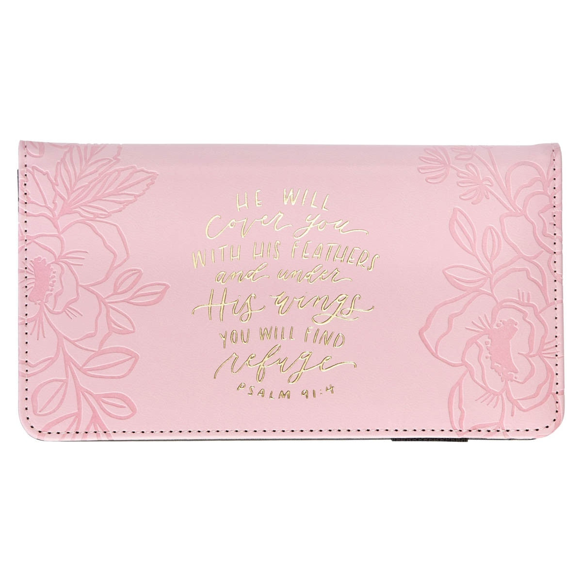 Under His Wings Pink Checkbook Wallet Ps 41:4