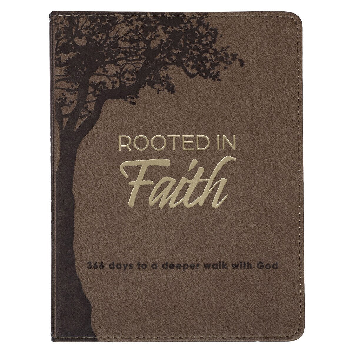 Rooted in Faith Brown Faux Leather Devotional by Annes Nel