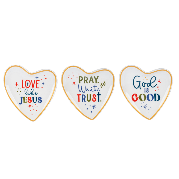 Colorful Faith Text Heart Trinket Dish