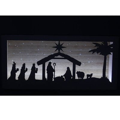 Nativity 2 Sided Wood LED Sign