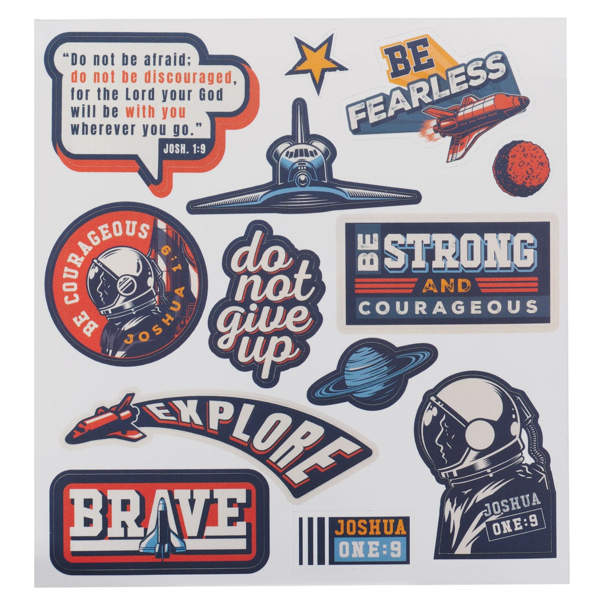 Water Bottle SS Stickers Navy Strong and Courageous Josh. 1:9