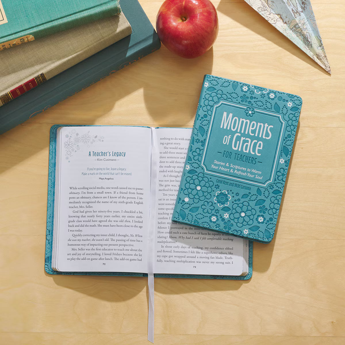 Moments of Grace for Teachers: Stories & Scriptures Blue Faux Leather Gift Book