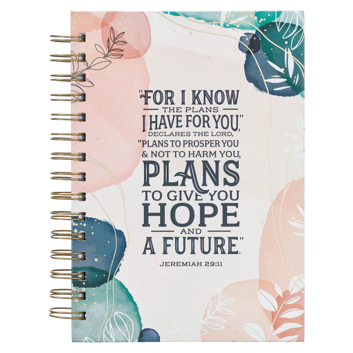 Journal Spiral-bound White Abstract/
Leaves Plans Jer. 29:11
