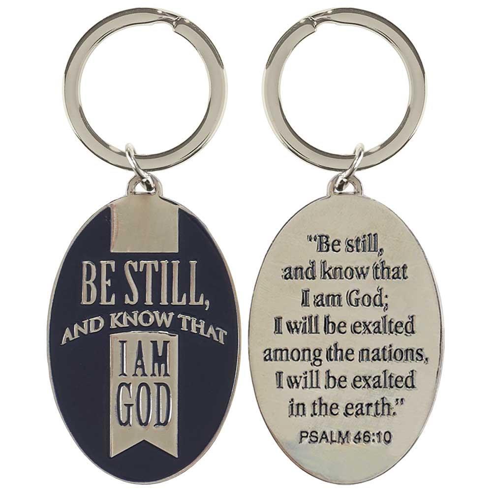 KEYRING BE STILL AND KNOW METAL