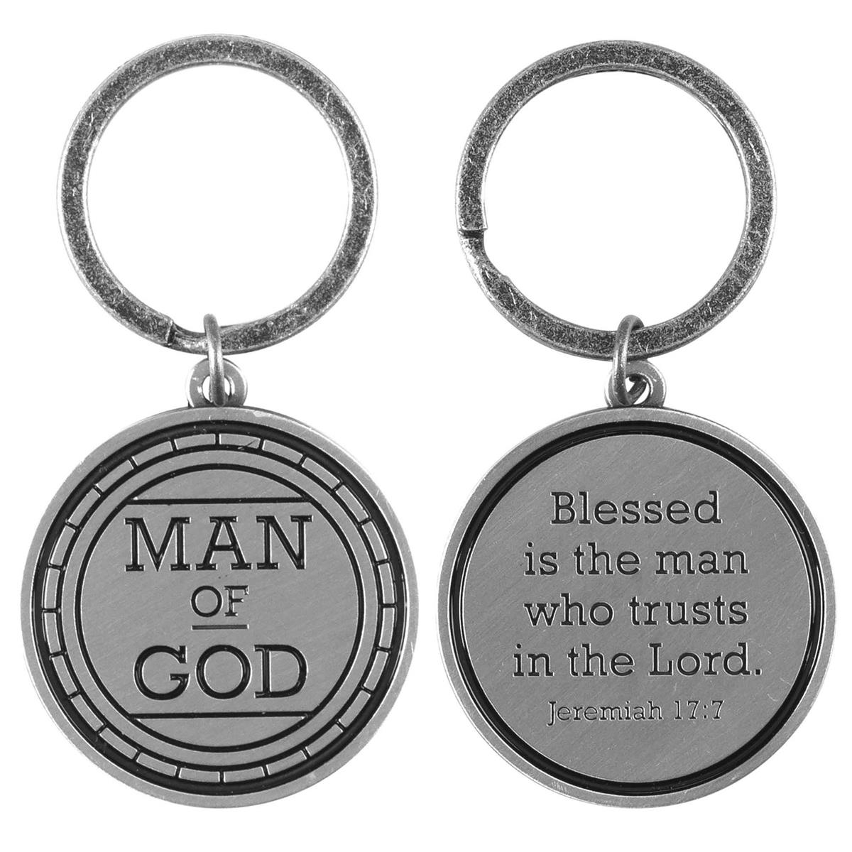KEYRING MAN OF GOD ANT. SIL ZINC AL