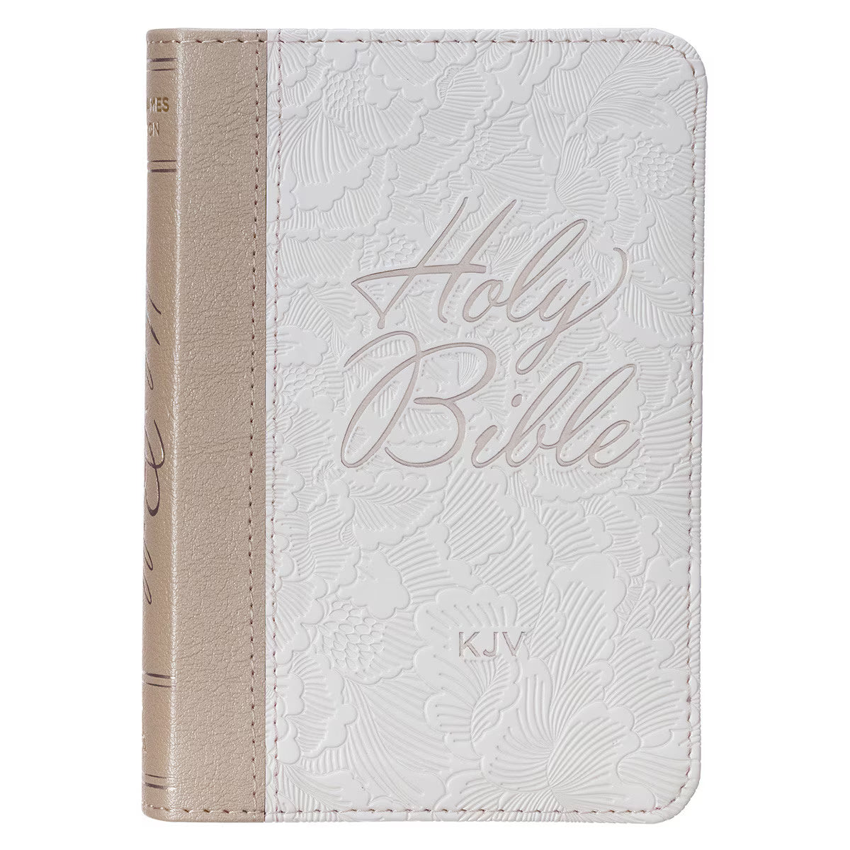 Pearlized White and Taupe Faux Leather King James Version Pocket Bible