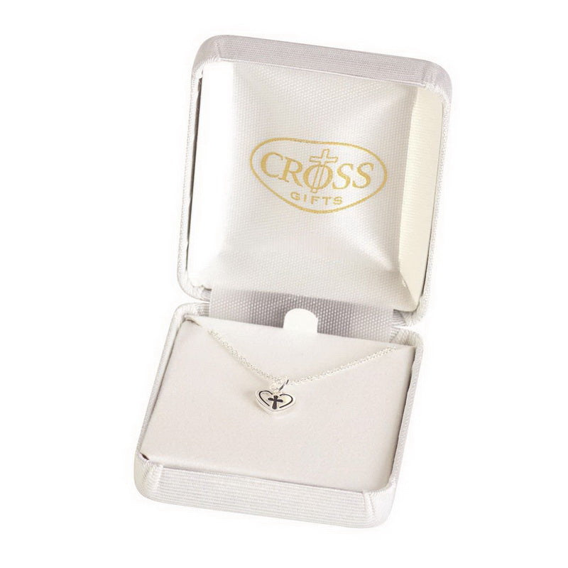 Heart With Cross Necklace, 18" Chain