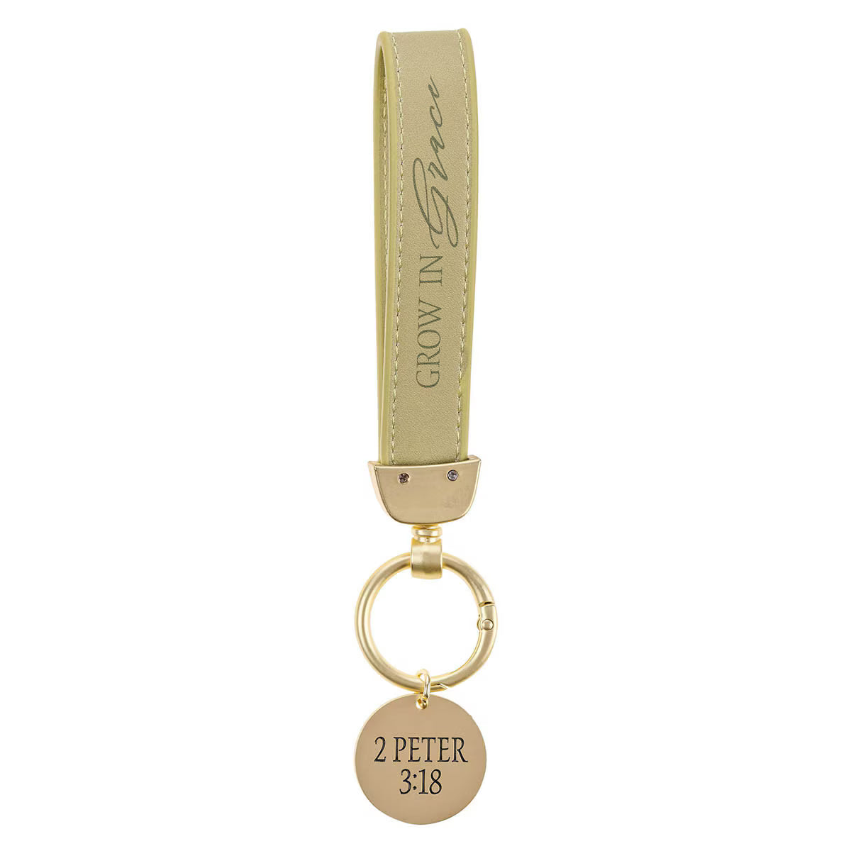 Grow in Grace Green Faux Leather Wristlet Keychain – 2 Peter 3:18