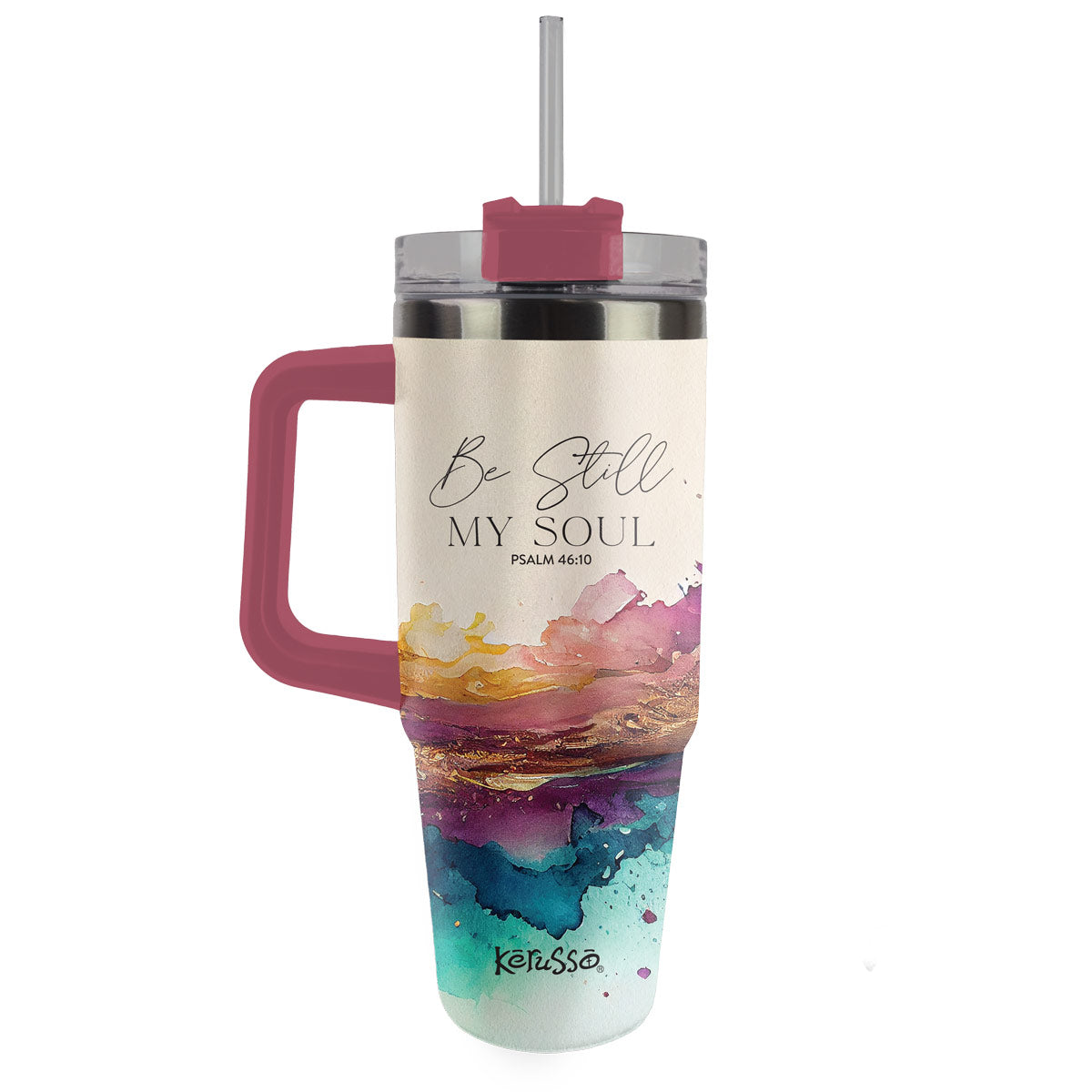 30 oz Stainless Steel Mug With Straw Be Still My Soul