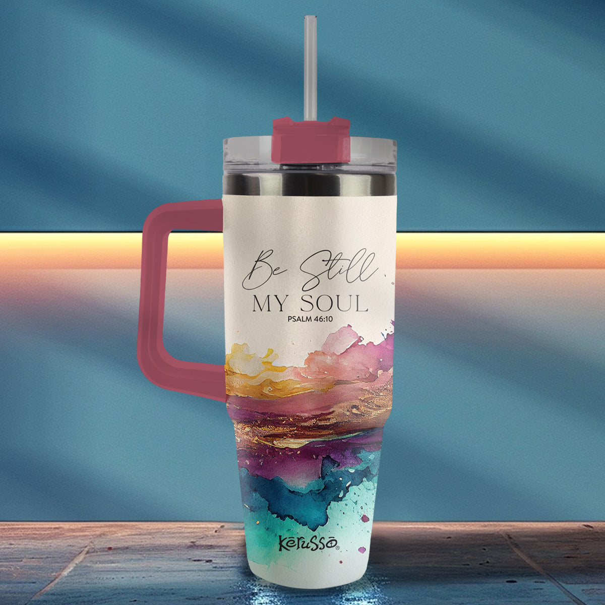 30 oz Stainless Steel Mug With Straw Be Still My Soul