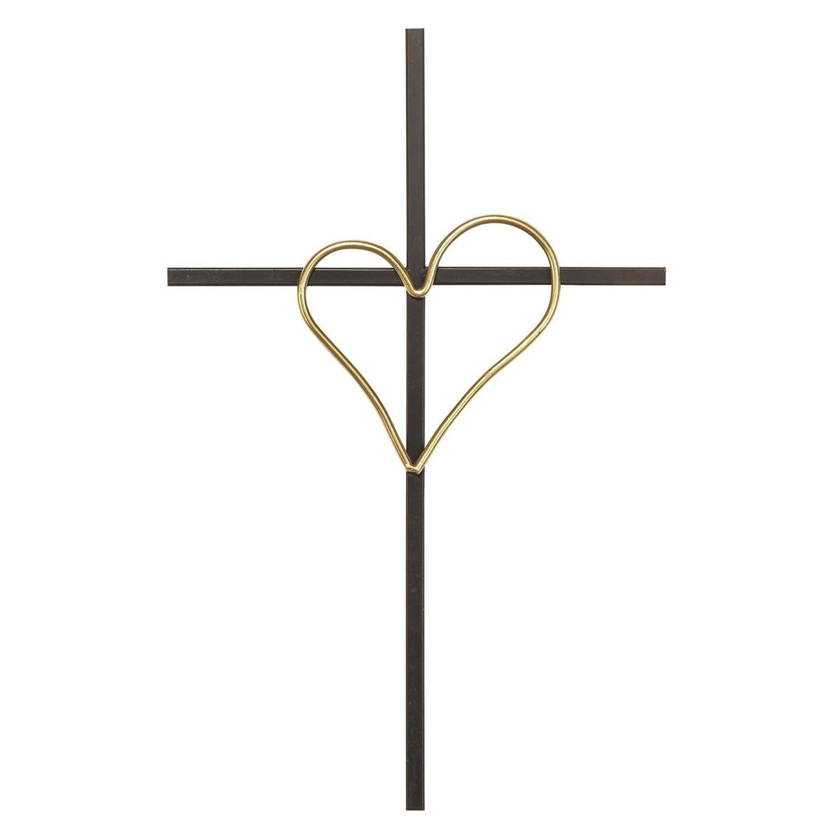 Black Metal Wall Cross 20" Open Heart