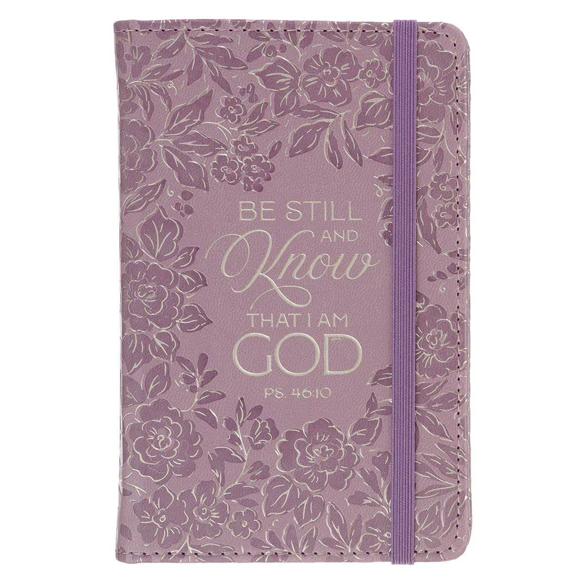 Be Still and Know Mauve Floral Hardcover Notebook with Elastic Closure - Psalm 46:10