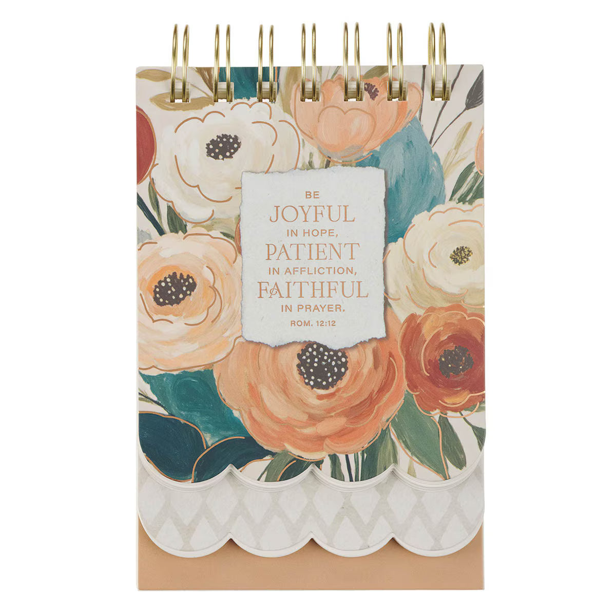 Joyful Patient Faithful Heirloom Floral Tiered Spiral Notepad - Romans 12:12