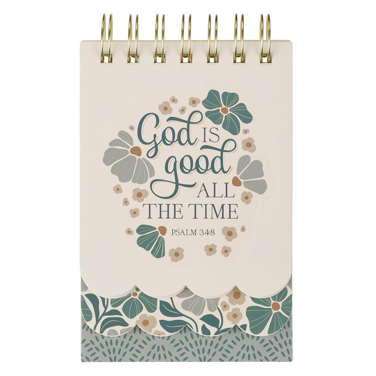God is Good Blue BloomsTiered Spiral Notepad - Psalm 34:8
