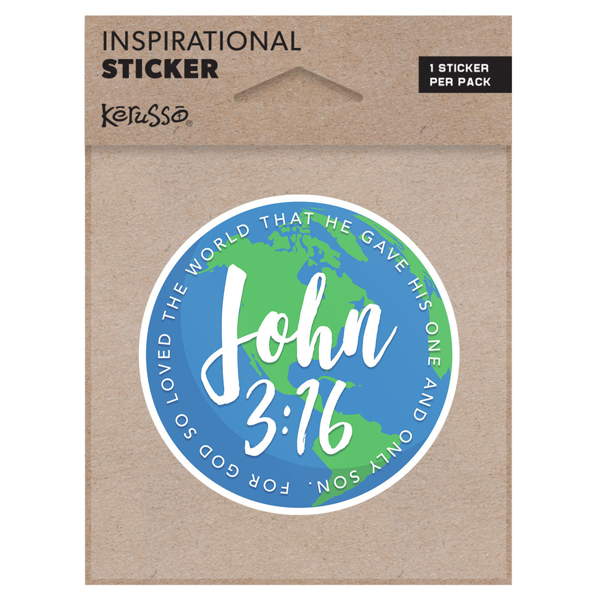 Sticker - John 3:16 World