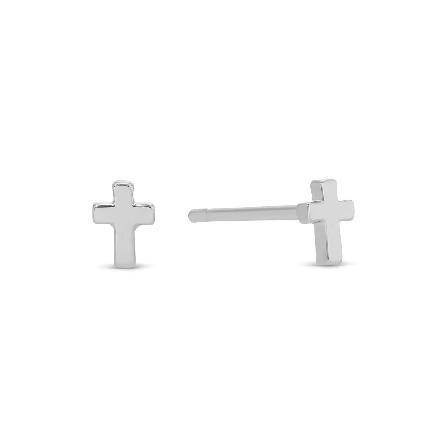 Earrings - small simple cross, Silver