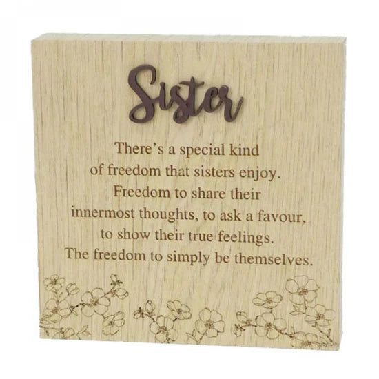 Sister Block Sign- 6"X6" Wood Grain Blocks