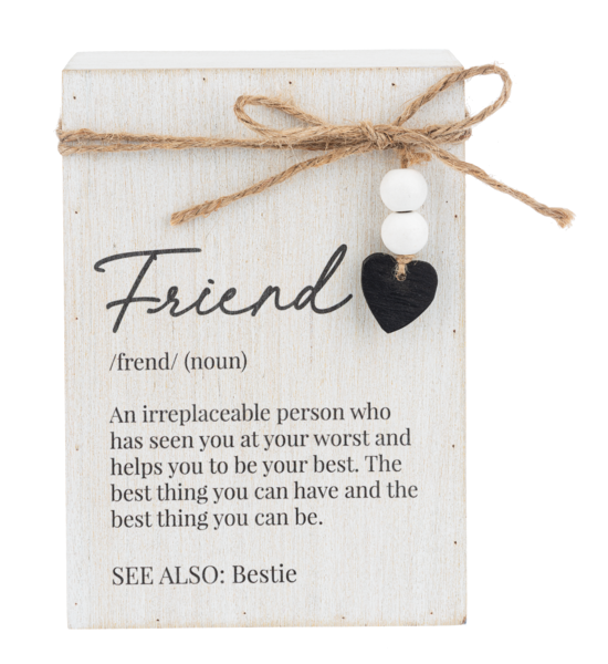 Mom, Grandma, Friend Message Block with Beaded Heart