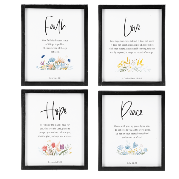 Faith, Hope, Love, Peace Bible Verse Wall Decor