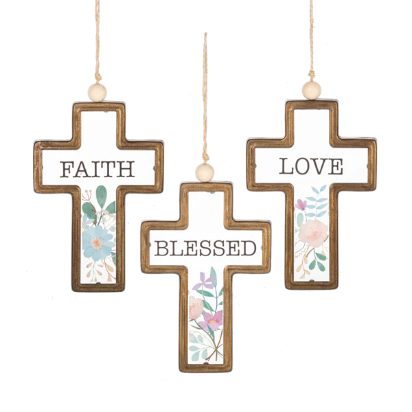 Faith, Blessed, Love Cross Ornament