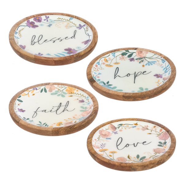 Round Faith, Blessed, Love, Hope Tidbit Tray