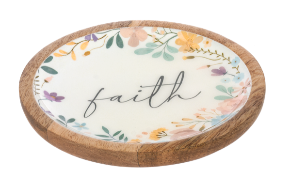 Round Faith, Blessed, Love, Hope Tidbit Tray