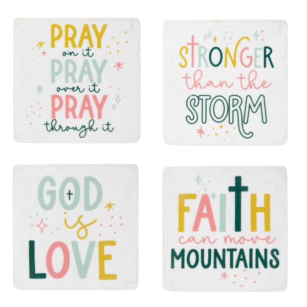 Color Faith Text Coaster (4 pc. set)
