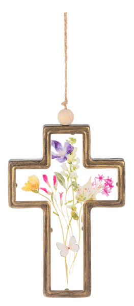Floral Cross Ornament