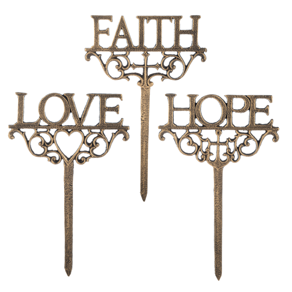 Faith, Hope, Love Garden Stake