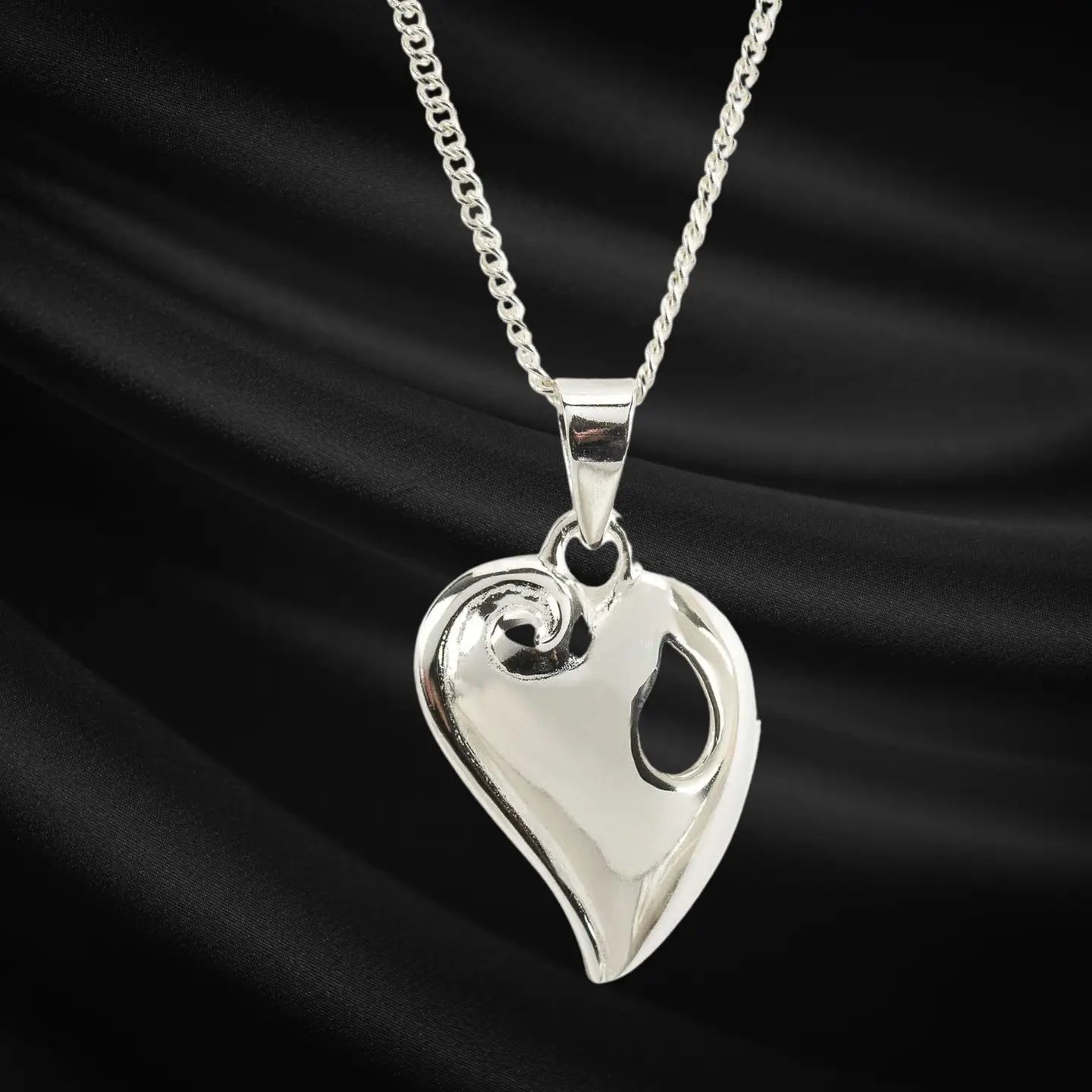 Reunion Heart Necklace Silver Plate, 18" Chain