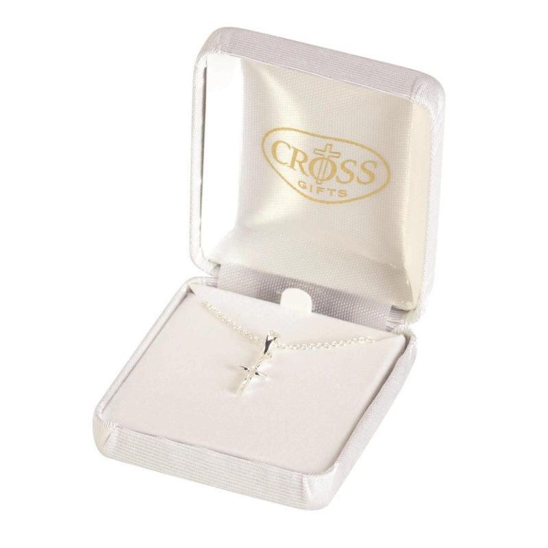 Thin Box Cross Necklace, 18" Chain
