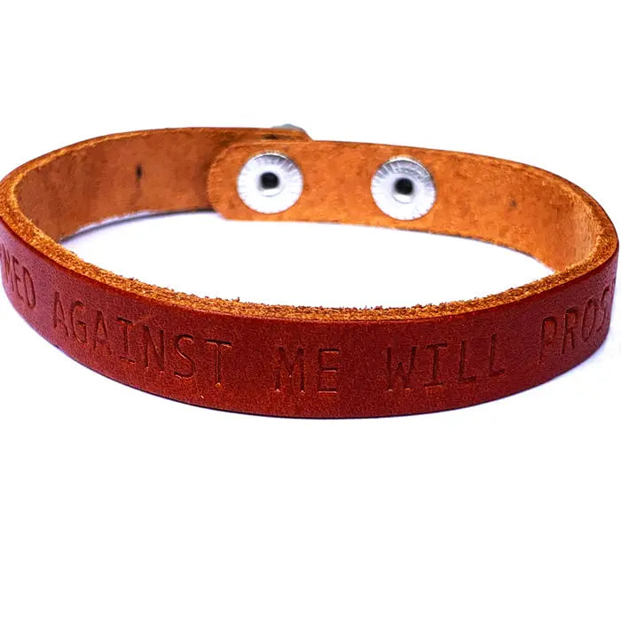 Isaiah 54:17 No Weapon Formed Against Me Leather Bracelet