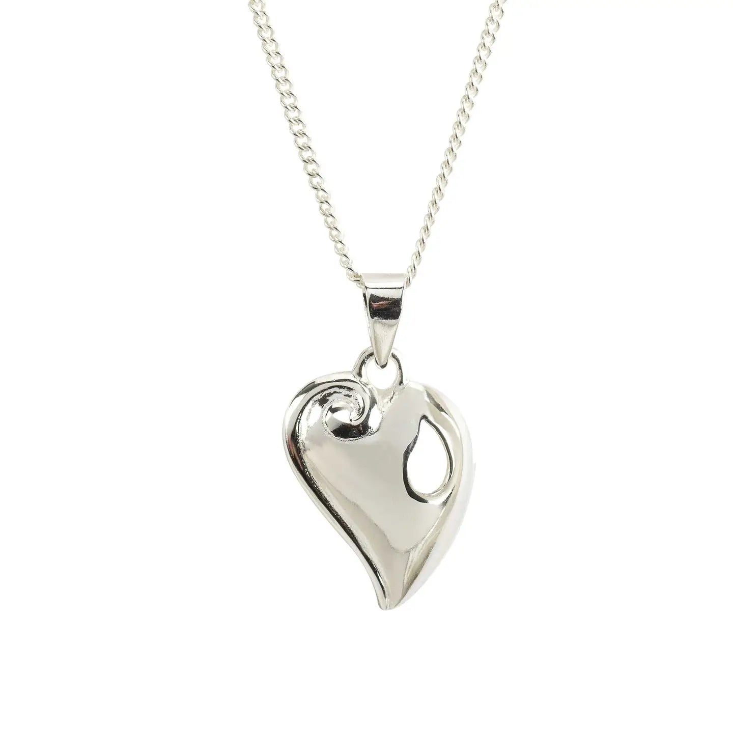 Reunion Heart Necklace Silver Plate, 18" Chain