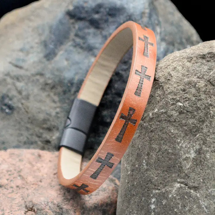 Cross Stamped Men's Bracelet