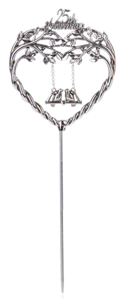 25th Anniversary Cake Topper - Silver