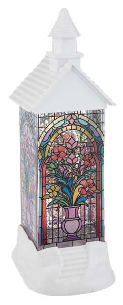LED Light Up Stained Glass Church Shimmer Figurine