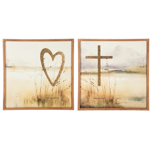 Watercolor Heart & Cross Wall Decor, Sold Separately