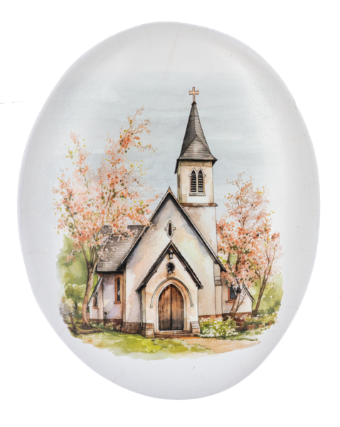 Watercolor Church & Cross Stones