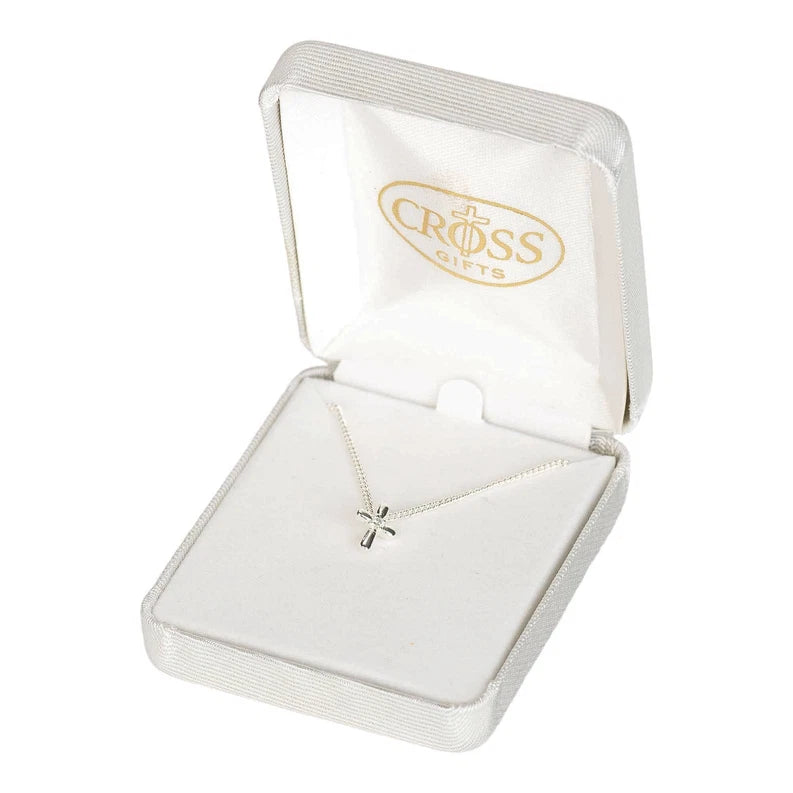 Mini Petal Cross Necklace, 16" Chain