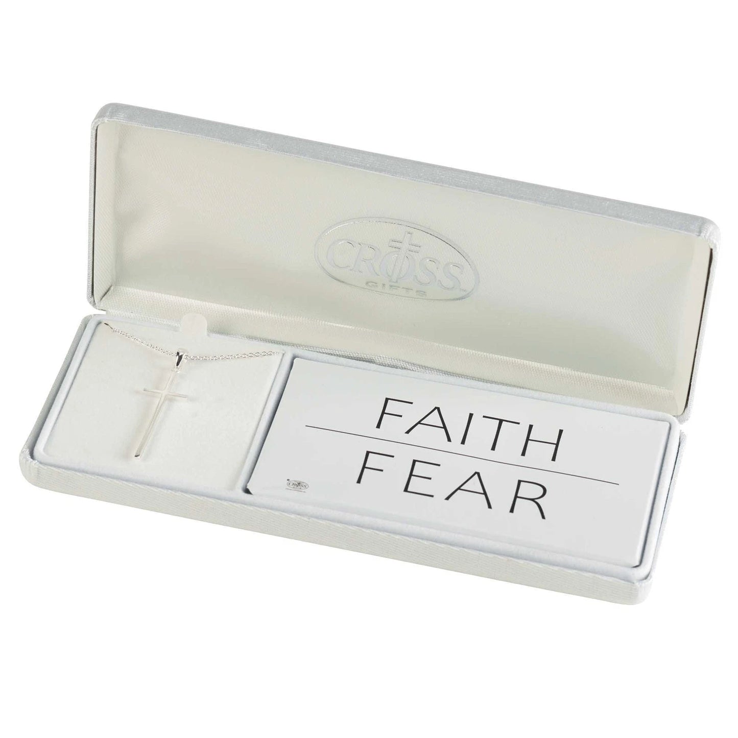 Faith Over Fear Cross Women's Necklace, 18" Chain