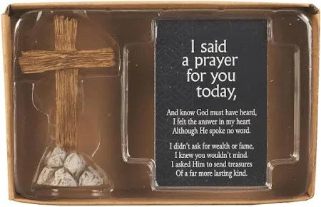 Cross Figure with I Said a Prayer Card, Resin, 3"H