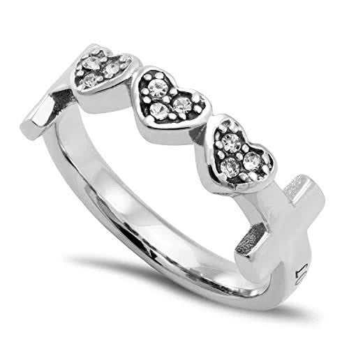 Women's Ring- Triple Heart, "Love Never Fails"