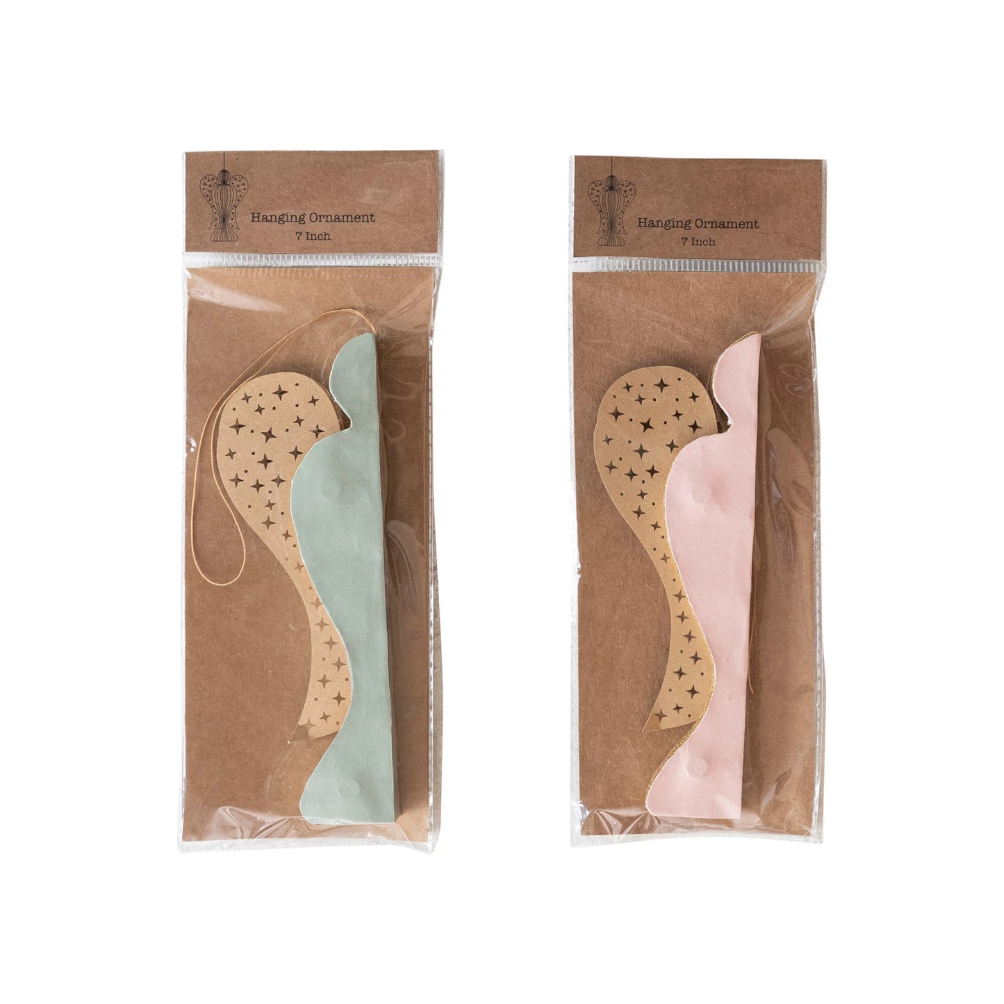 Recycled Paper Folding Honeycomb Angel Ornament w/ Star Cut-Outs, 2 Colors