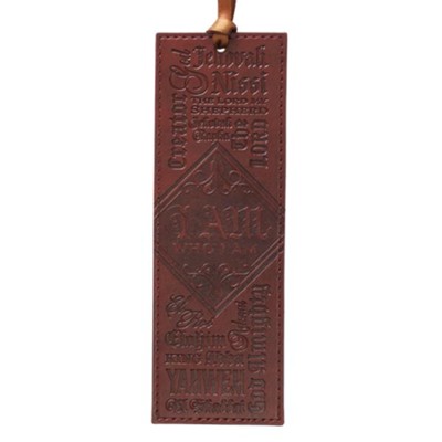 Names of God Bookmark, Brown Faux Leather Bookmark
