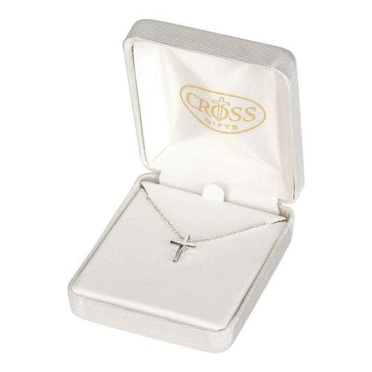 Mini Box Cross Necklace, 16" Chain