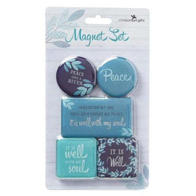 It Is Well With My Soul Teal and Blue Assorted Magnet Set