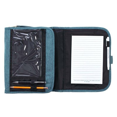 Faith Teal Tri-fold Organizer Bible Cover, Large