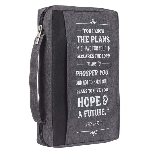 Bible Cover Value Gray/Black I Know the Plans Jer. 29:11, Medium